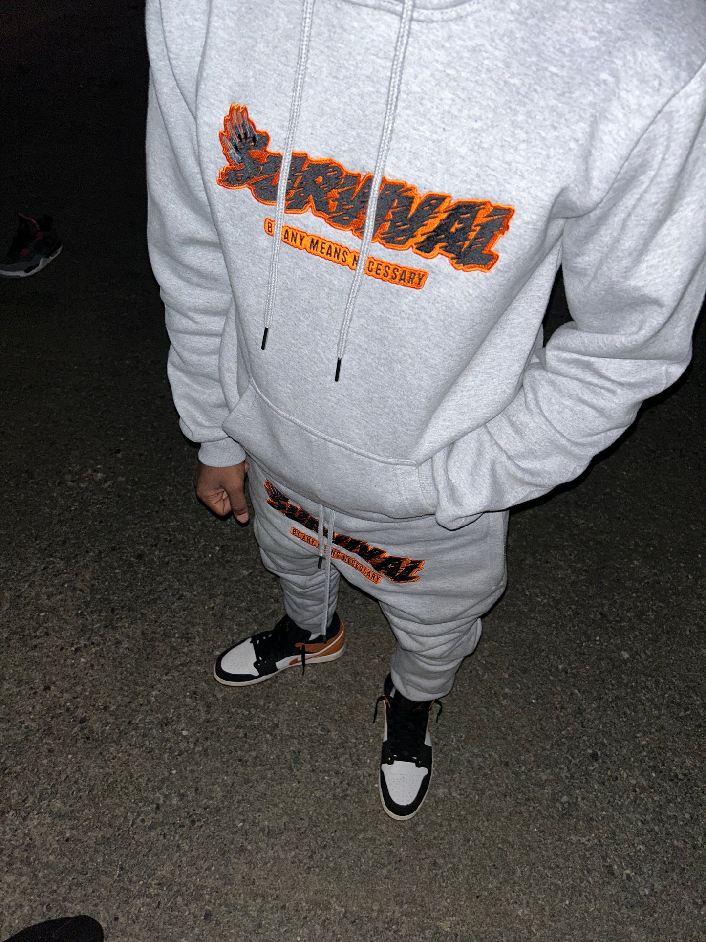 Sunset orange tracksuit set (grey)