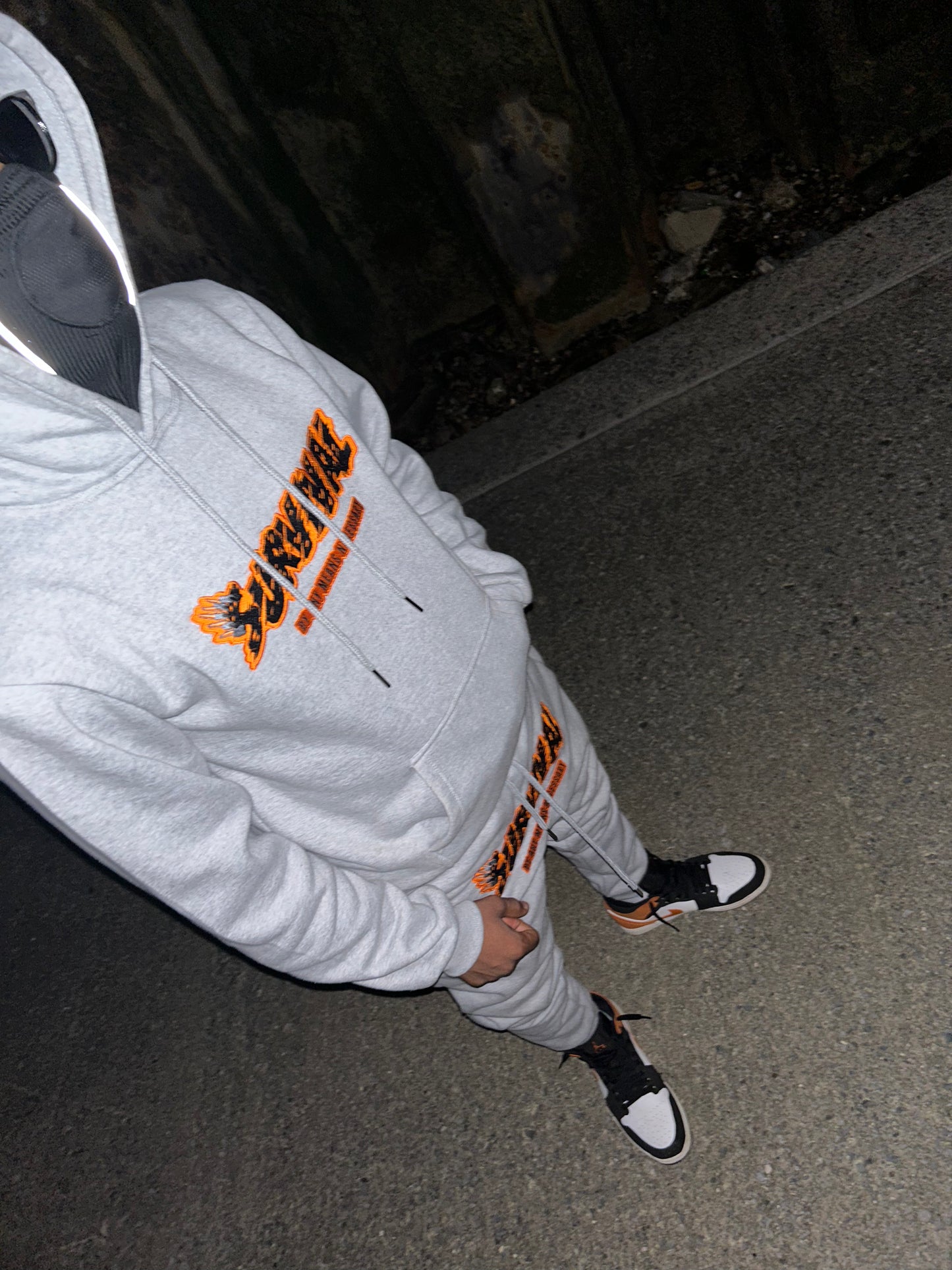 Sunset orange tracksuit set (grey)